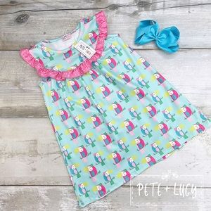 Pete and Lucy Toucan Bird Dress - Tropic Like It’s Hot - Girls 10/12